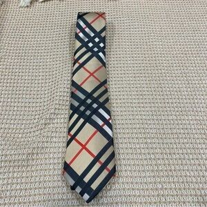 Burberry Beige and Black Plaid Tie